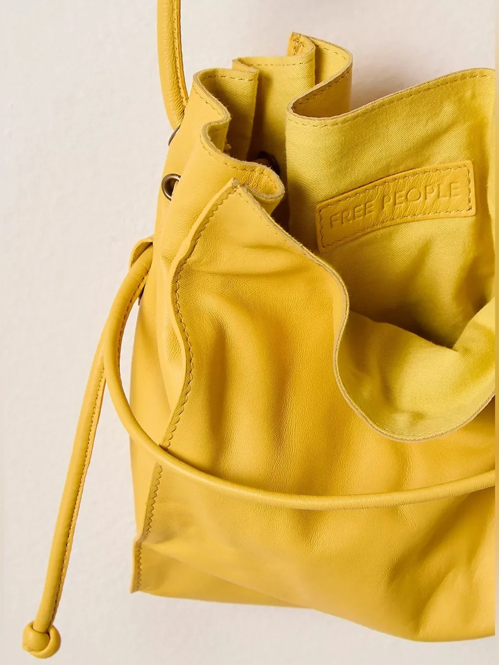 Free People Lucy Leather Pouch Suns Out Yellow Purse Bag